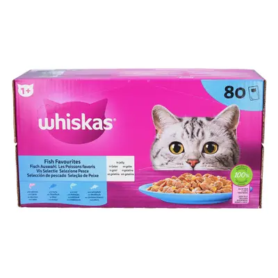 Whiskas Fish Favourites - Vis in gelei Volwassen kat 1+ 80x85 Voeding