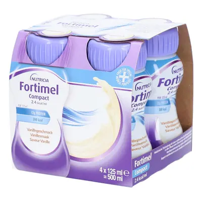 Fortimel Compact 2.4kcal | Vanillesmaak Voedingssupplement Ondervoeding 4x125 Flesjes