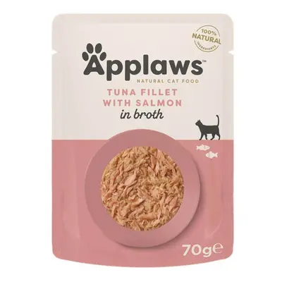 Applaws Tonijn- en Zalmfilet voor Volwassen Katten - Aanvulling in Bouillon 70 Voeding
