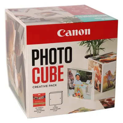 Photo Cube Canon et cadre  + papier photo glacé Extra II PP-201 13 x 13 cm (40 feuilles) - Pack créatif, bleu